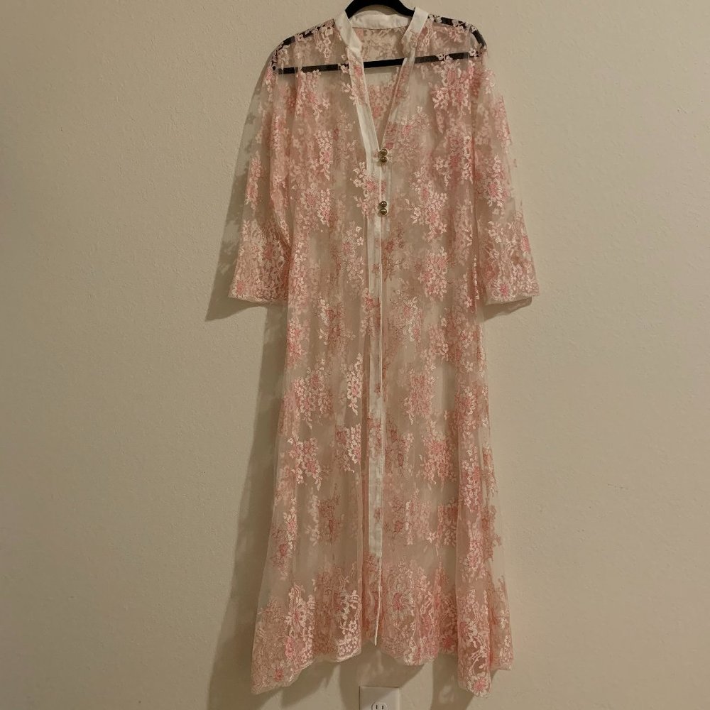 Pink and White Lace Coat